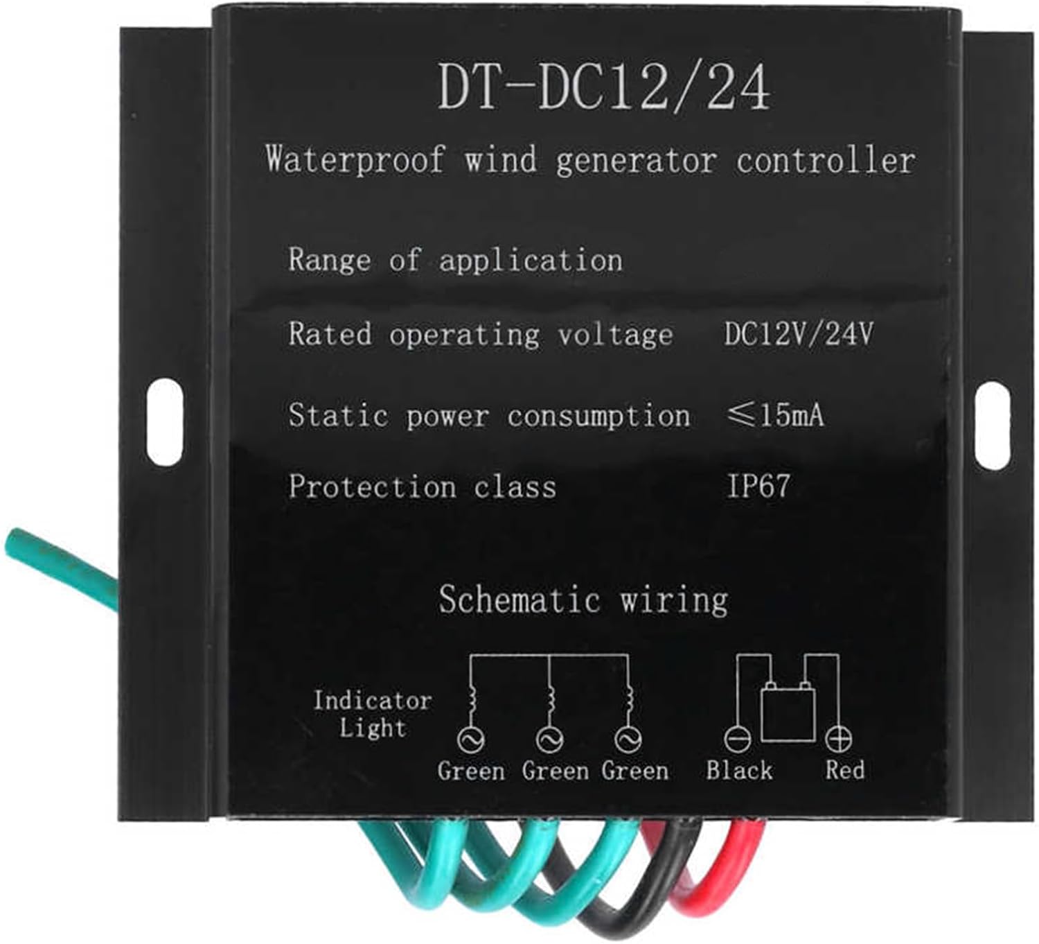 1200W-3000W 12V 24V Wind Turbine Charge Controller, Wind Turbine Generator Controller Battery Charge Regulator, IP67 Waterproof(Black)