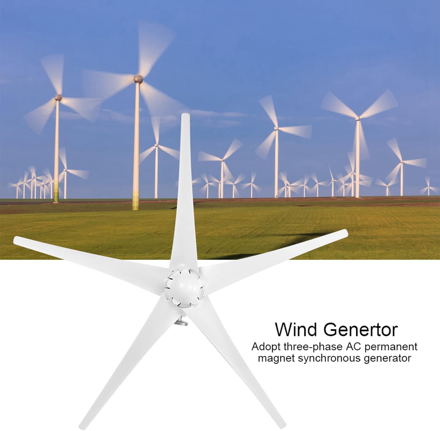 Windmill Generator, 5 Blade Wind Generator, 12M / S Beautiful Look Practical 1600W Low Vibration for Boats -4080? (48V)