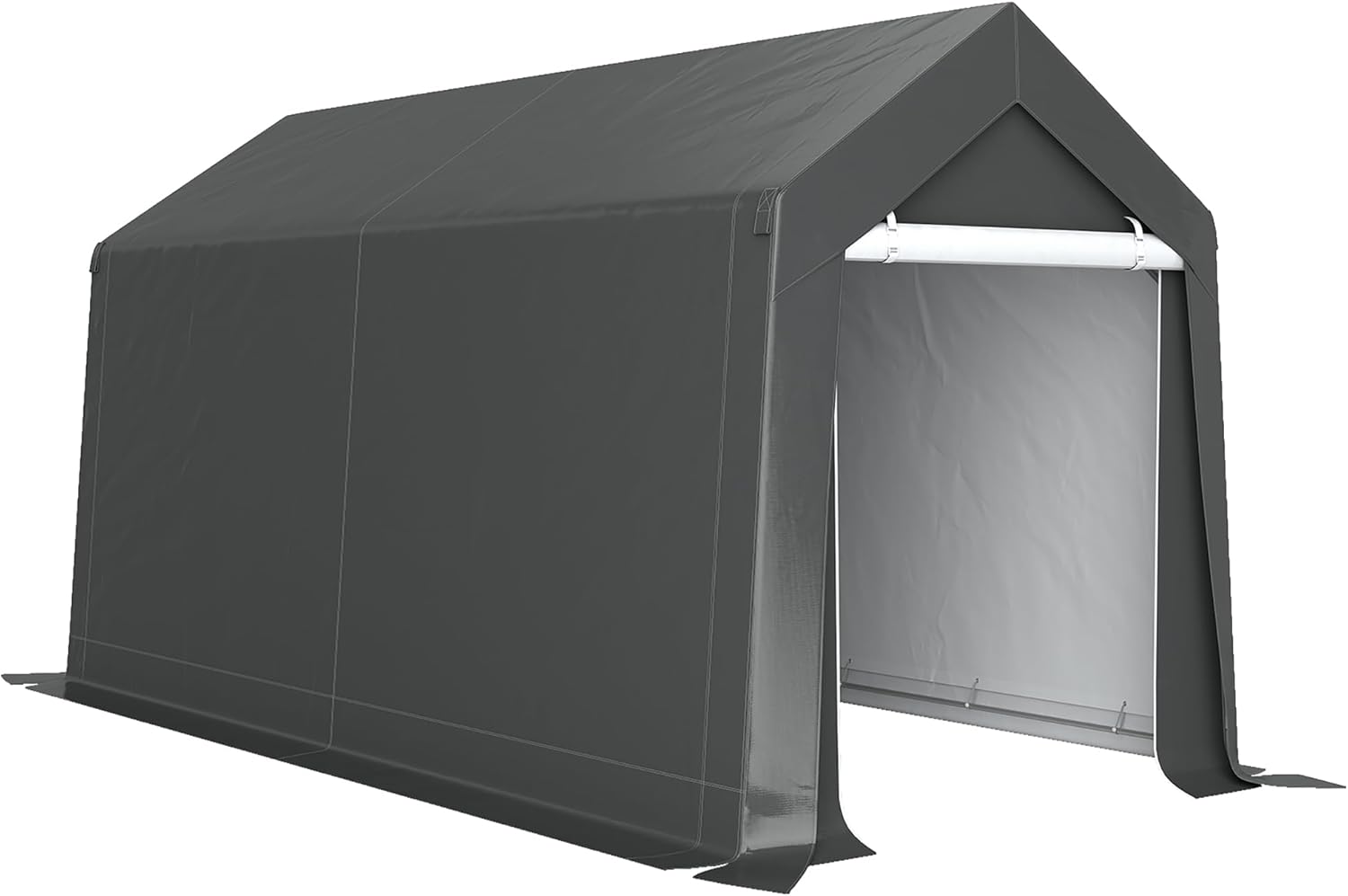 Outsunny 7' x 12' Portable Storage Shed Shelter, Heavy Duty Outdoor Shed, Waterproof Garden Storage Tent with Ventilation Window and Roll-up Zipper Door for Bike, Motorcycle, Garden Tools, Gray