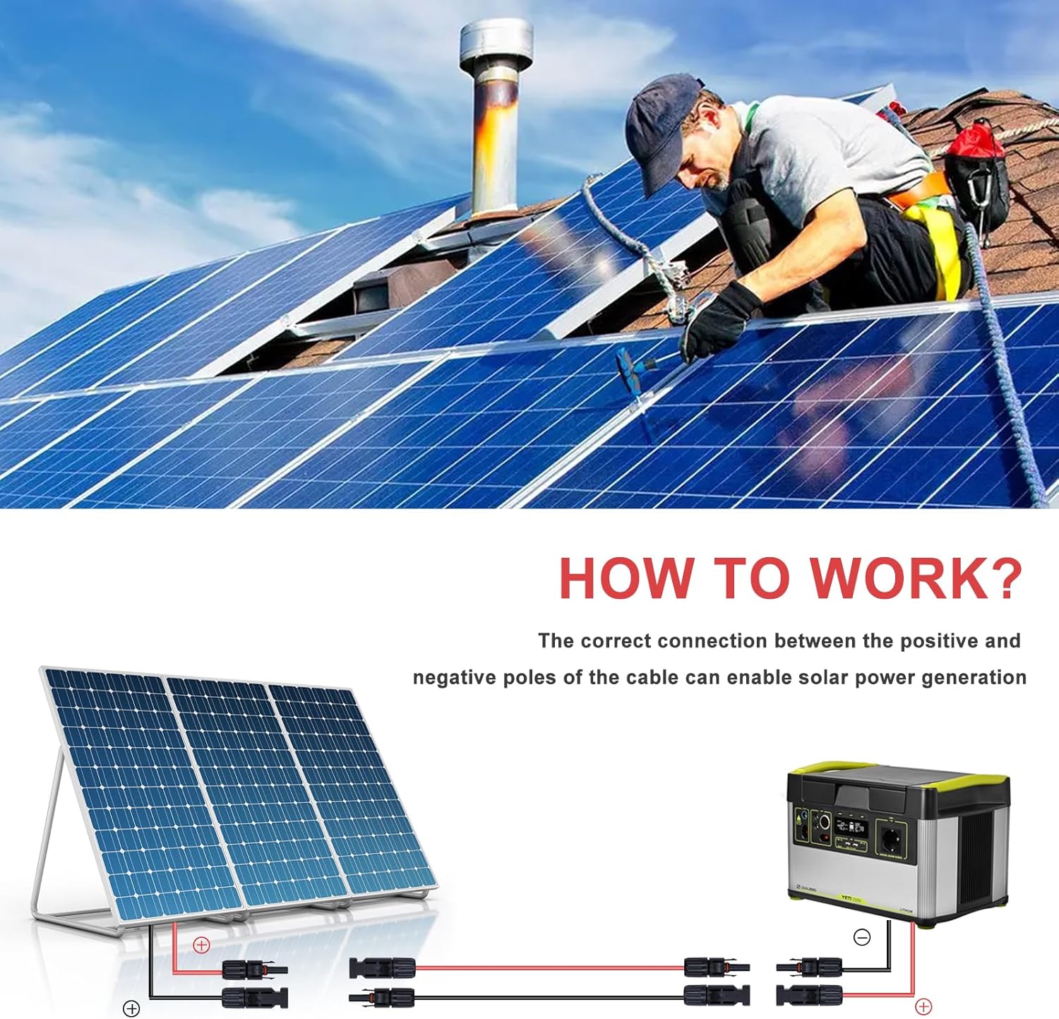 Twin Wire 50FT Solar Extension Cable - 10AWG (6mm) Black & Red with IP67 Solar Panel Connectors for Outdoor & Marine Use