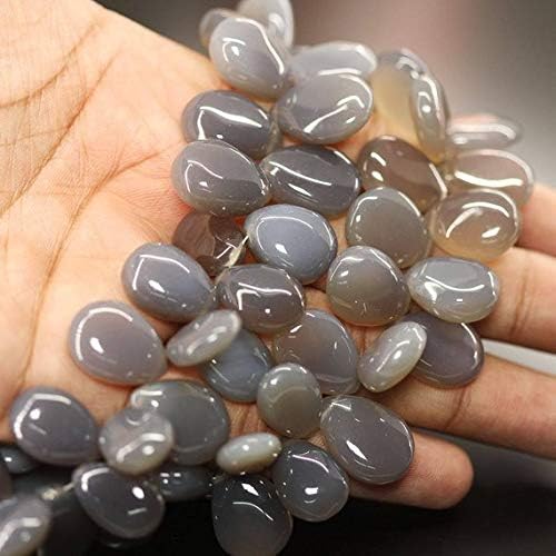 gray natural chalcedony smooth briolette pear drop gemstone craft loose beads strand 8