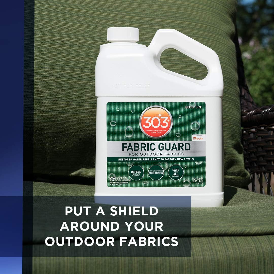 303 Products Fabric Guard – Water Repellent & Stain Shielding Fabric Protector Spray, Safe for All Outdoor Upholstery Fabrics, Easy to Use, Manufacturer Recommended Fabric Spray 1 Gallon (4 Pack)