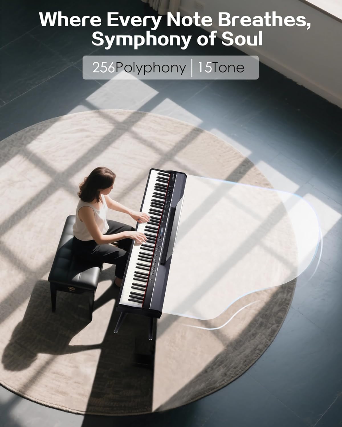 D5 Portable 88 Keys Digital Piano with Weighted Hammer Action, 3-Pedal Professional Electronic Keyboard for Beginners & Advanced Pianists, Portable Stage Piano for Home, Studio & Performance