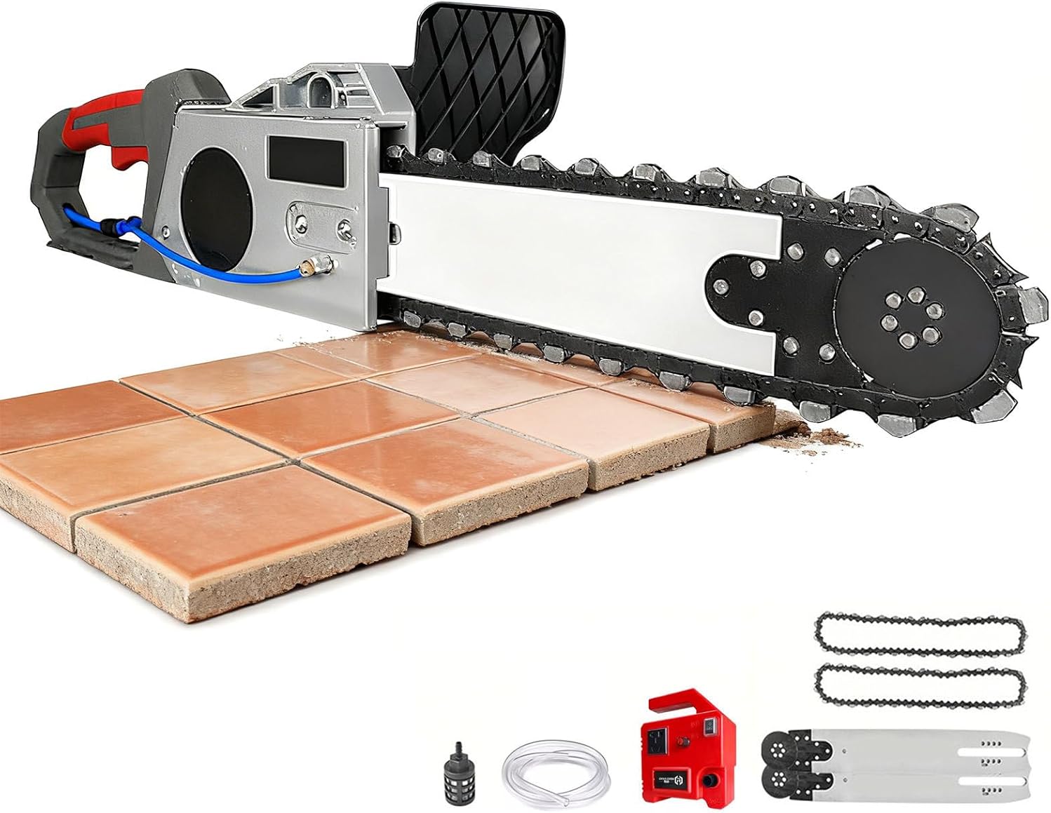 Heavy-Duty Electric Chainsaw for Concrete, 5800W/6500W Power, 35cm/48cm Max Depth, Water Pump for Low-Dust Cutting, 360° No Dead Angle, Low Vibration Design for Smooth Results 350