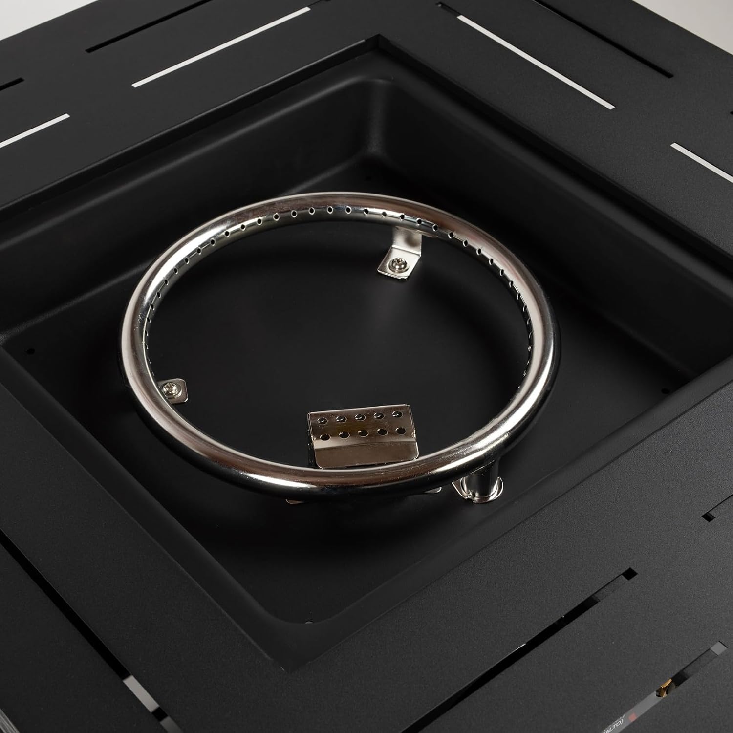 Penau 28inch Square Fire Pit Table, Steel Gas Fire Pit Table with Lid, 40000 BTU Heat Output, Durable Steel Construction, Outdoor Propane Fire Table