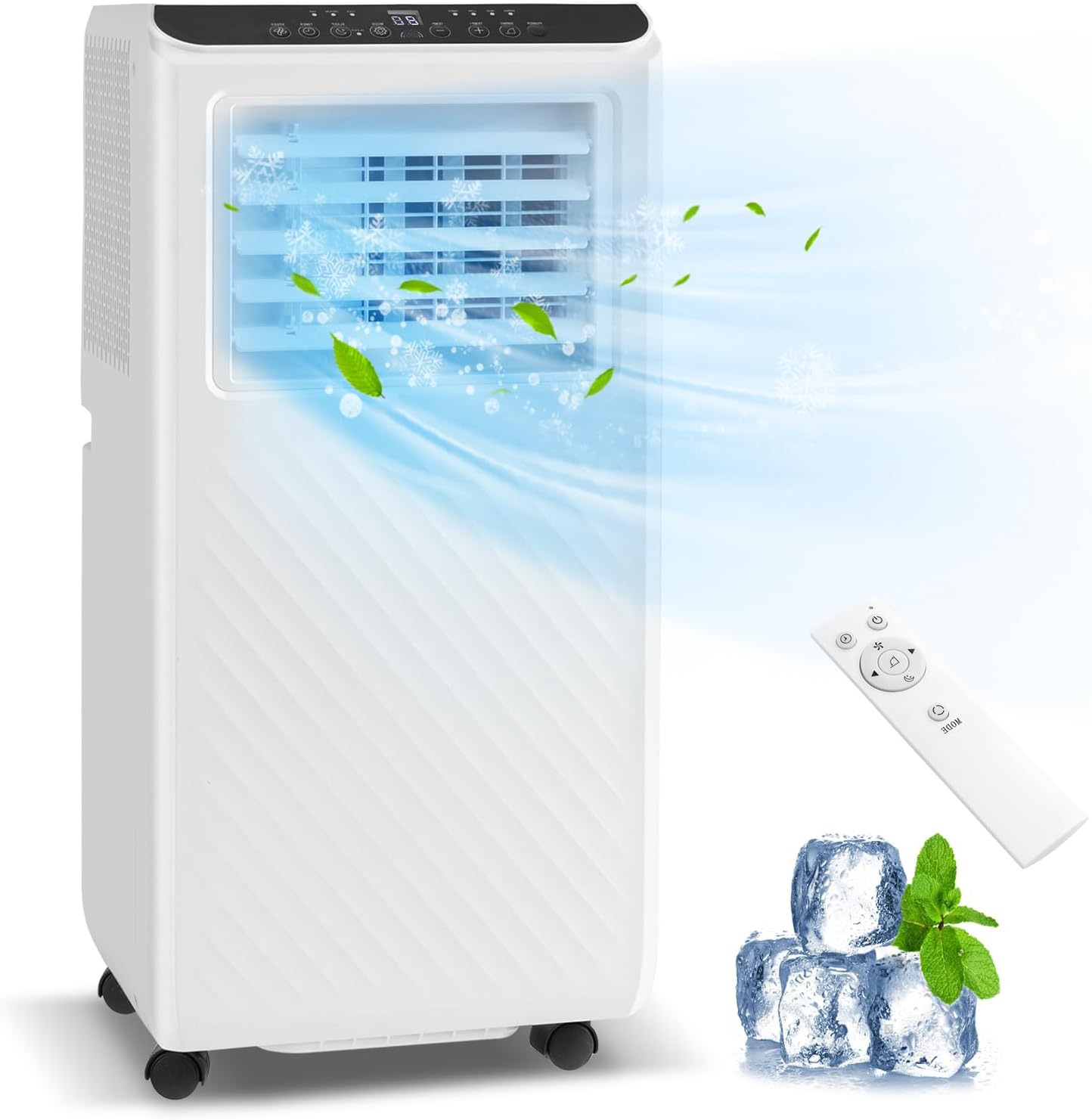 GOFLAME 10000 BTU 4-in-1 Portable Air Conditioner, AC Unit w/Cooling, Fan, Dehumidifier, sleep modes, 24H Timer, Remote Control, 4 Universal Casters & Window Kit Included, Cools Room up to 250 Sq.Ft