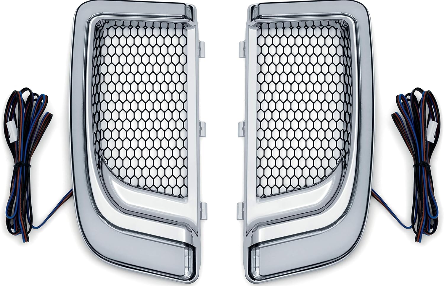 Kuryakyn 5063 Motorcycle Lighting Accessory: Tracer LED Running Light/Turn Signal Fairing Lower Grills for 2014-20 Harley-Davidson Motorcycles, Chrome, 1 Pair