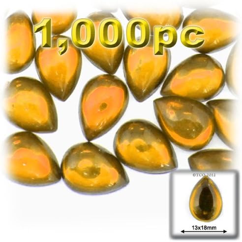 The Crafts Outlet 1000-Piece Acrylic Flatback Cabochons Teardrop Beads, 13 by 18mm, Pastel Assortment