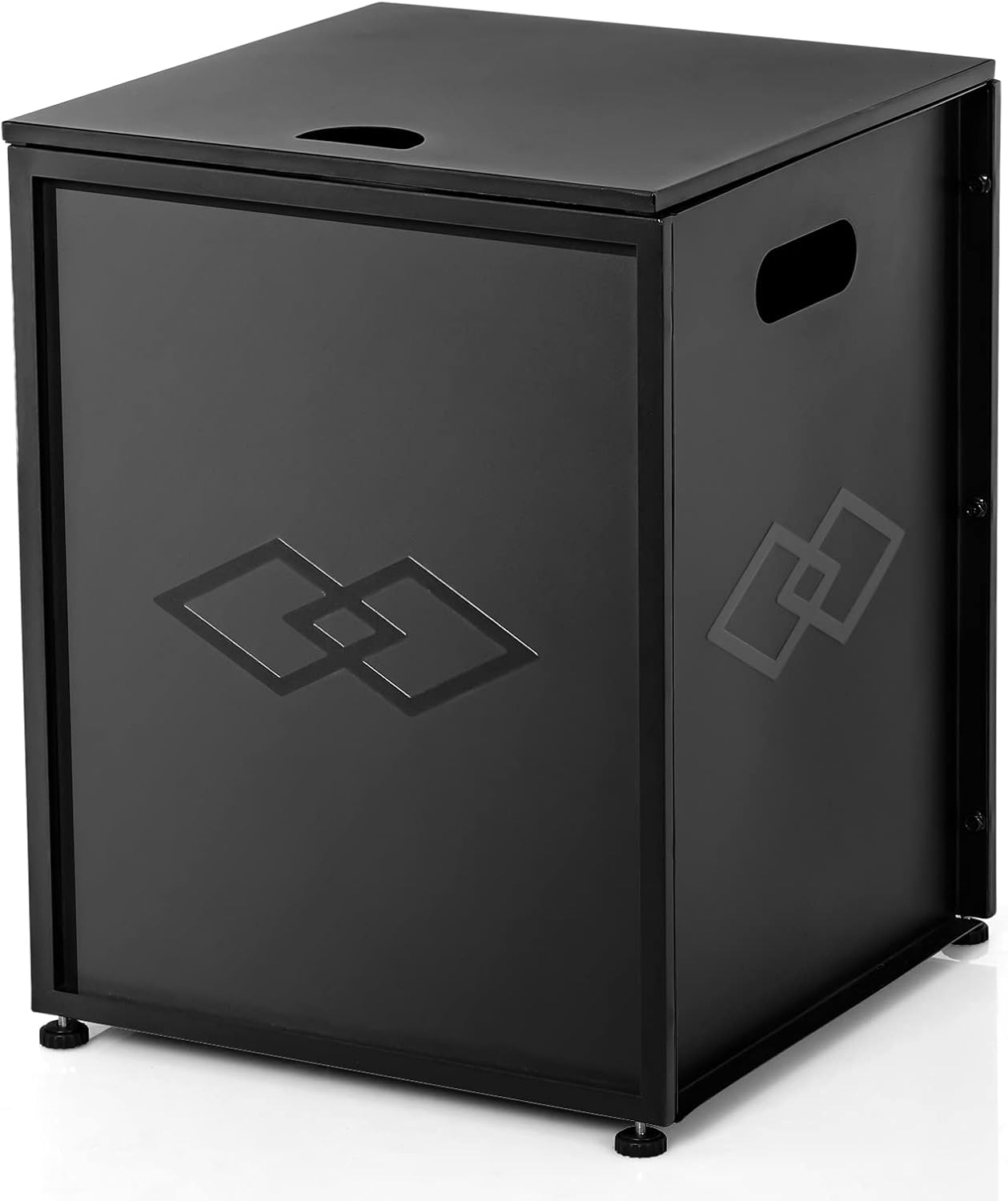 Propane Tank Cover Table for Gas Fire Pits, 16-Inch - Stylish Hideaway Table for Outdoor Living Space, Fits 20-Pound Tanks, Black