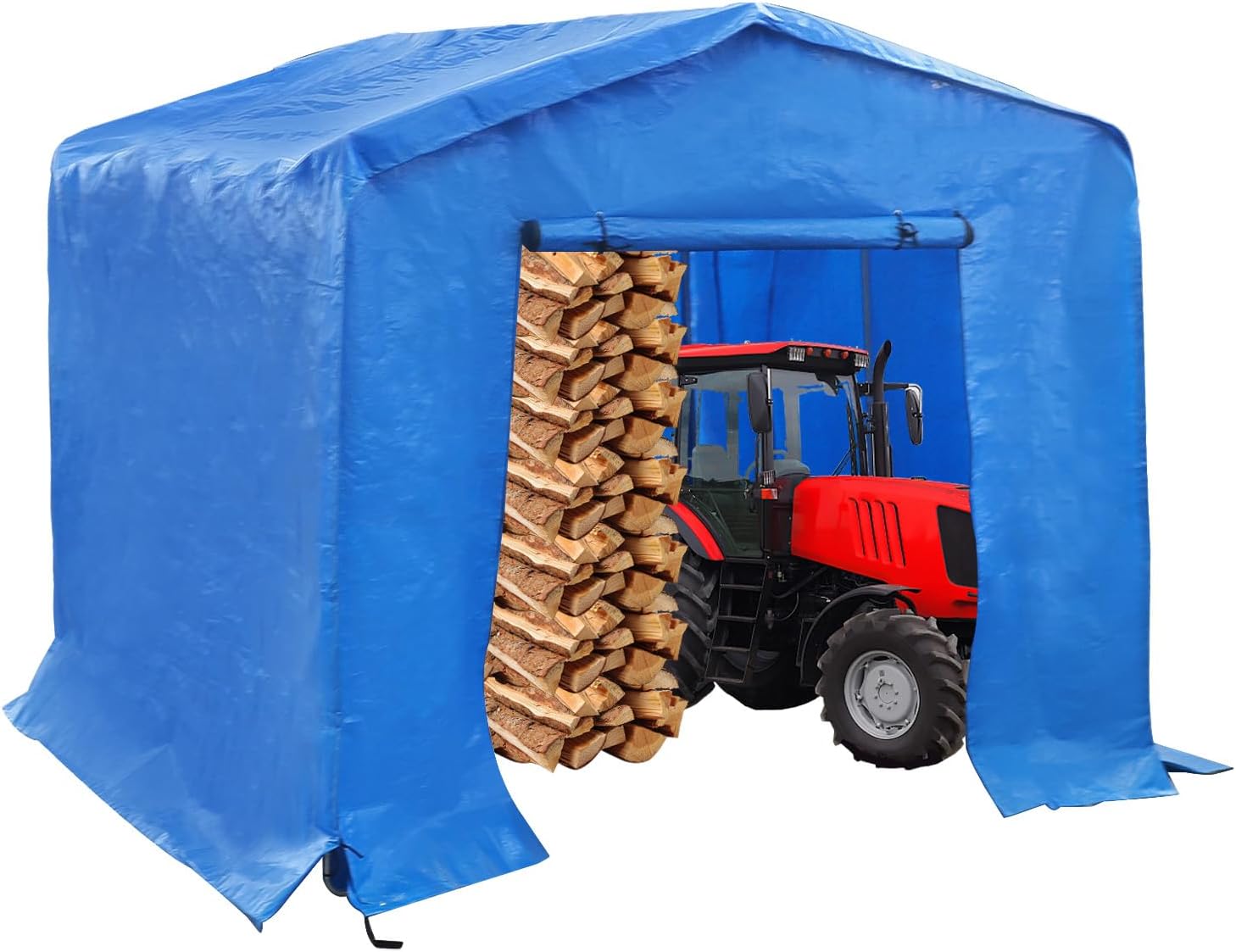 8' x 8' Outdoor Storage Shelter Shed, Heavy Duty Portable Shed Storage Shelter with Roll-Up Door, Large Steel Frame Garage Garden Shed for Backyard, Patio Lawn