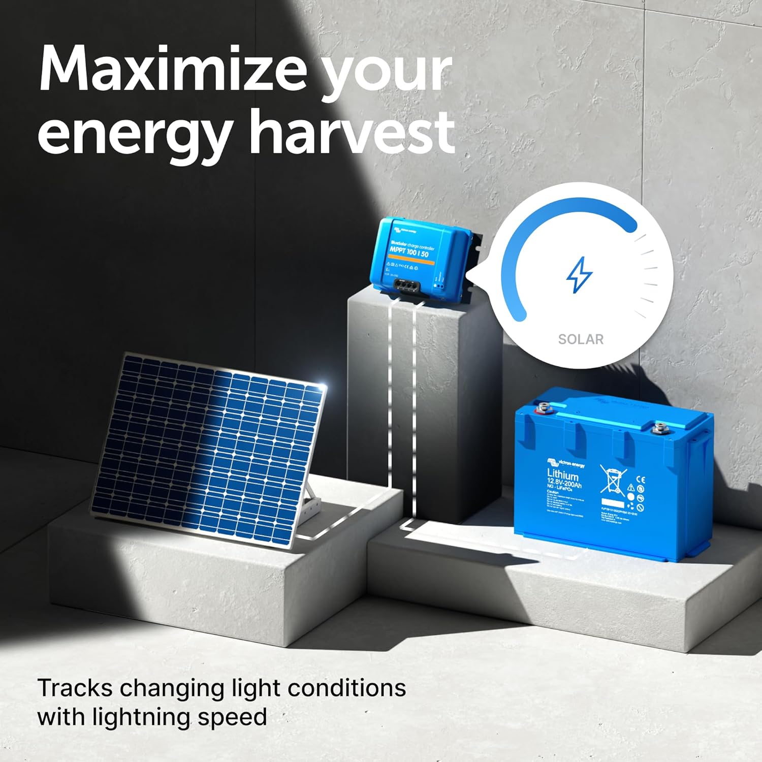 Victron Energy BlueSolar MPPT Solar Charge Controller - Charge Controllers for Solar Panels - 100V, 50 amp, 12/24-Volt