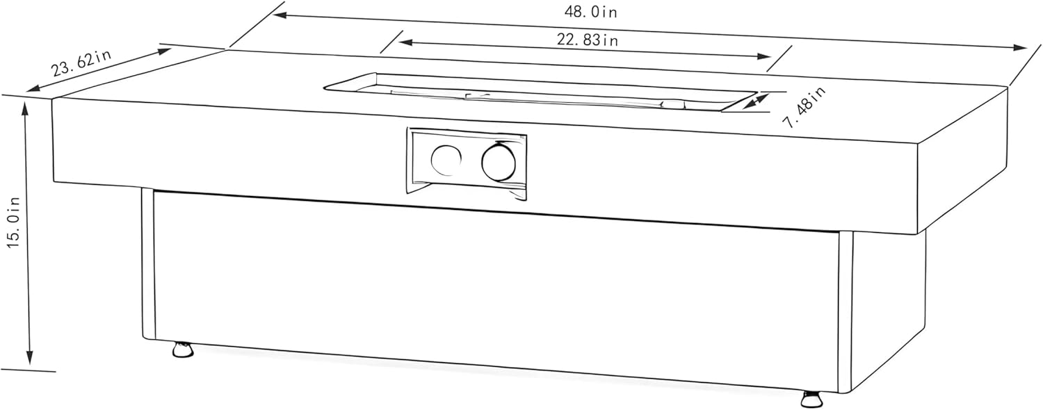48X24 Inch Propane Fire Pit Table with Smokeless Flame for Outdoor Patio Garden Deck Backyard Heating
