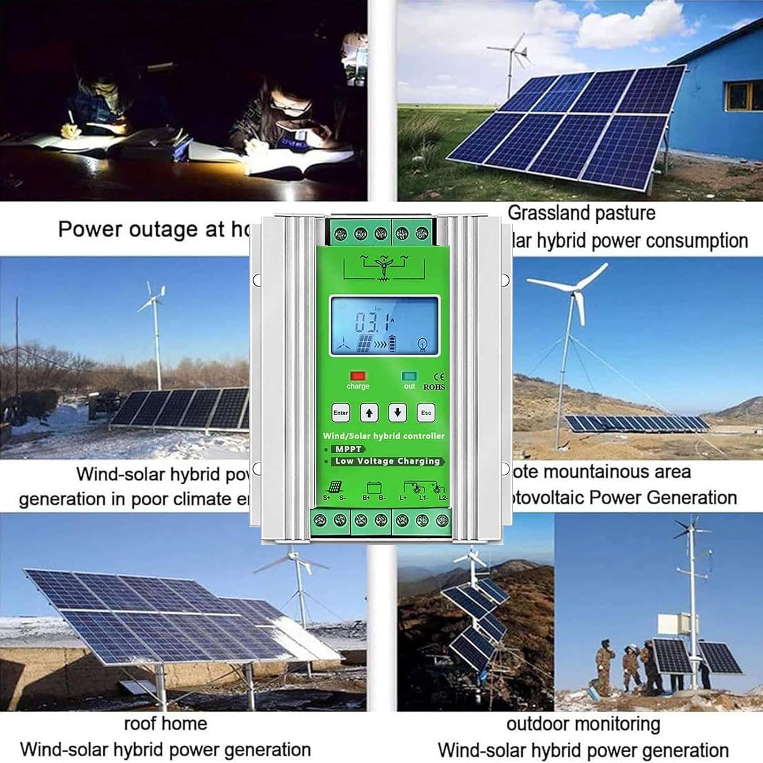 MPPT Wind Solar Hybrid Controller for Wind with Solar Panel, Mppt Boost Hybrid Controller, Wind Generator, Solar Panel, Home Street Lighting Control,48v