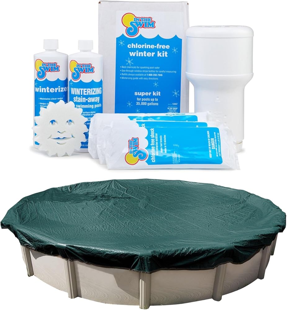 In The Swim Closing Bundle: 28' Round Polar Plus Pool Cover and 35K Gallon Winter Closing Kit