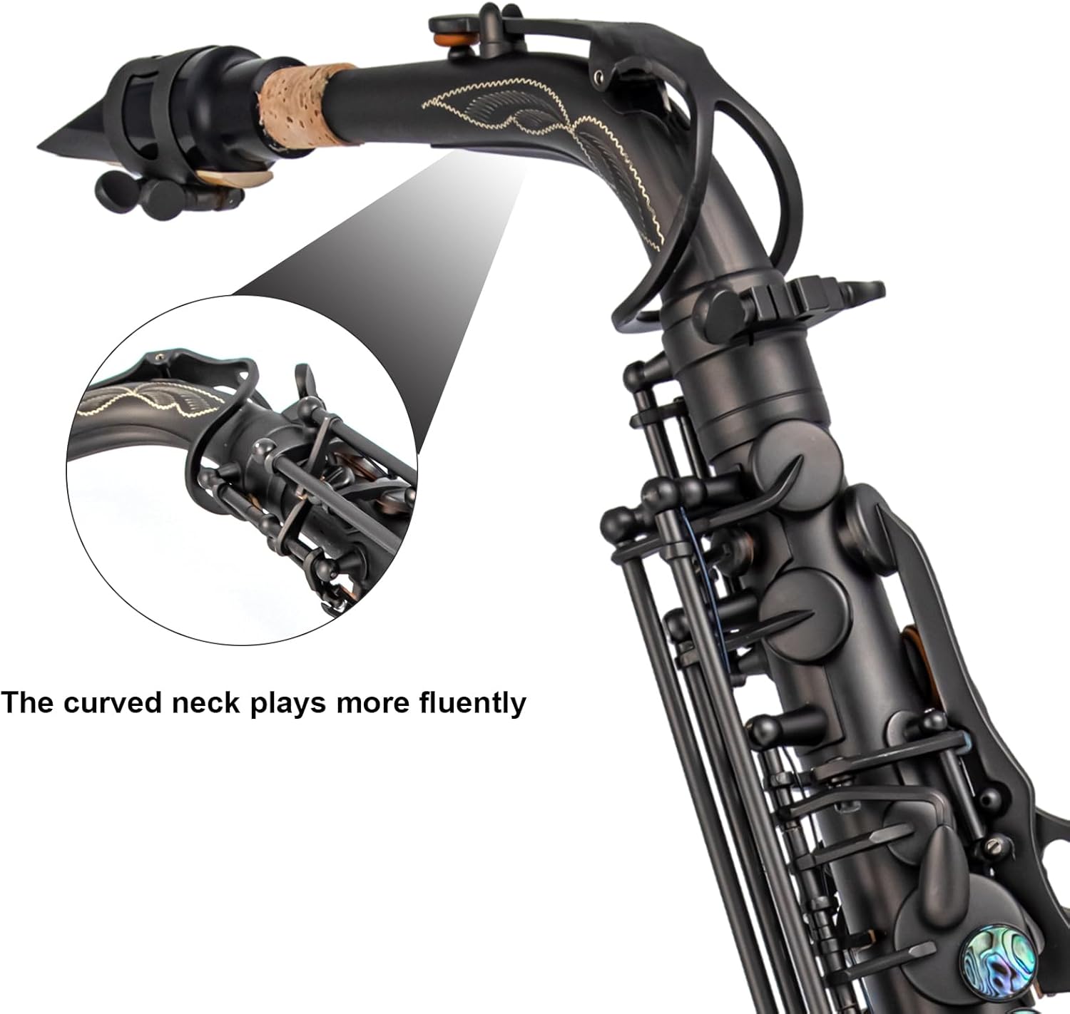 Alto Saxophone Eb beginner Saxophone includes brush canvas suitcase glove whistle piece cork plaster wipe cloth neck strap and other accessories (Black nickel scrub)