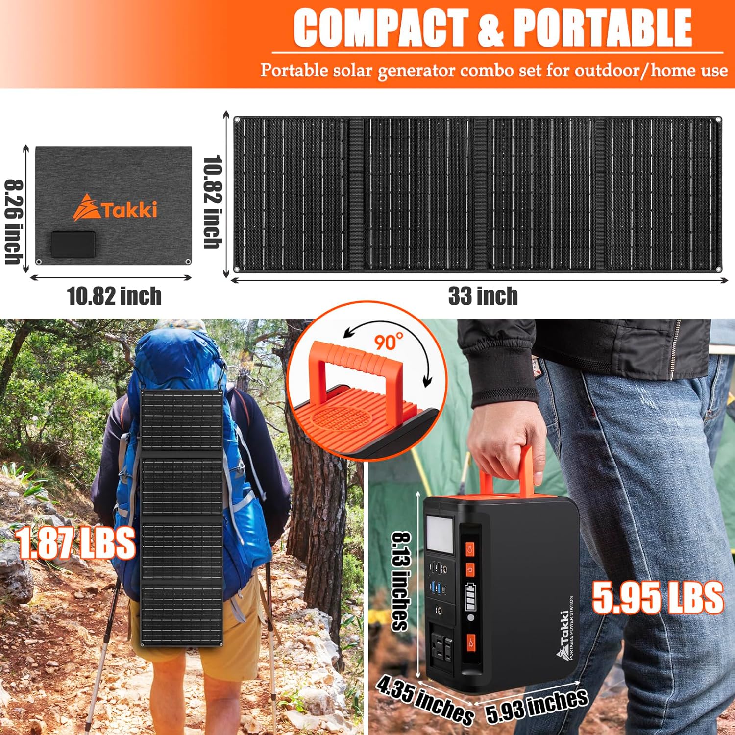 Takki Solar Generator 250W Portable Power Station with 40W Solar Panels 222Wh Pure Sine Wave Camping Lithium Battery Power Bank with AC 110V Outlet for Camping CPAP Home Use Emergency Outdoor