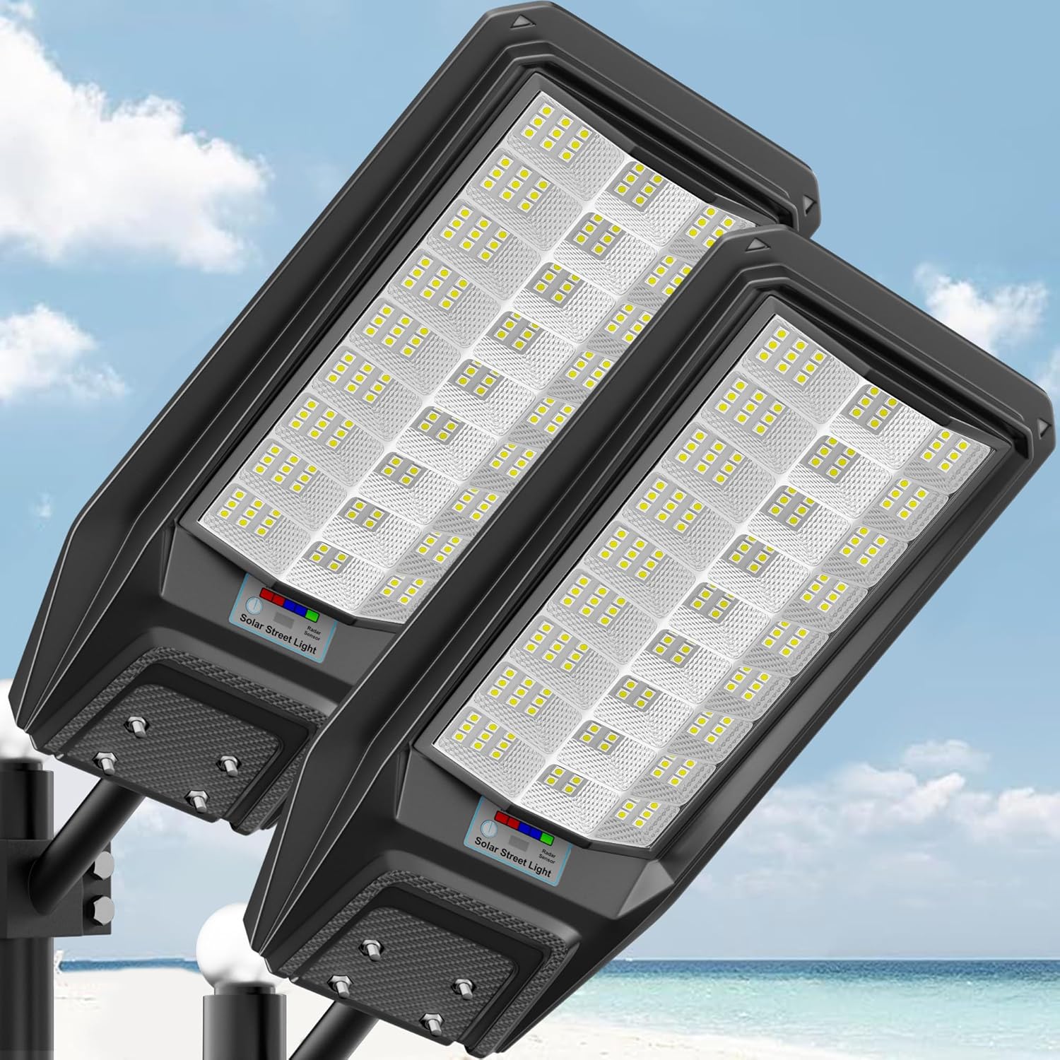 loyoele Solar Street Light Outdoor Waterproof Dusk to Dawn, 9800W Solar Parking Lot Lights Commercial Large Outdoor Flood Light Heavy Duty Solar Power with Motion Sensor for Yard Garden