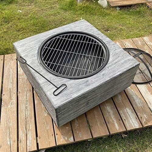 Fire Pits Outdoor Wood Burning Fire Pit Tables for Outside Patio,BBQ Grill Fire, Wood Burning with Heat-Resistant Coating,Steel Frame with Cover BBQ Cooking for Outside Camping Backyar