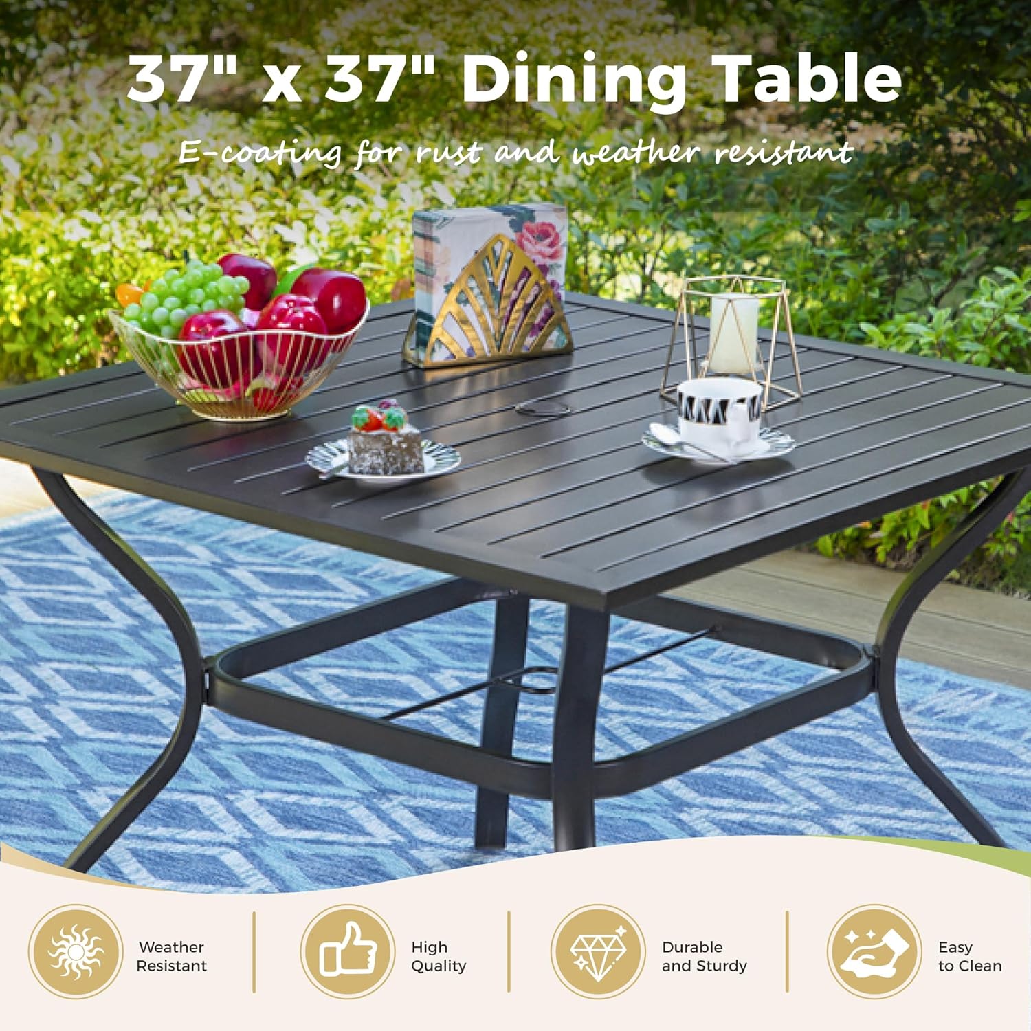 Outdoor Patio Square Dining Table, 37