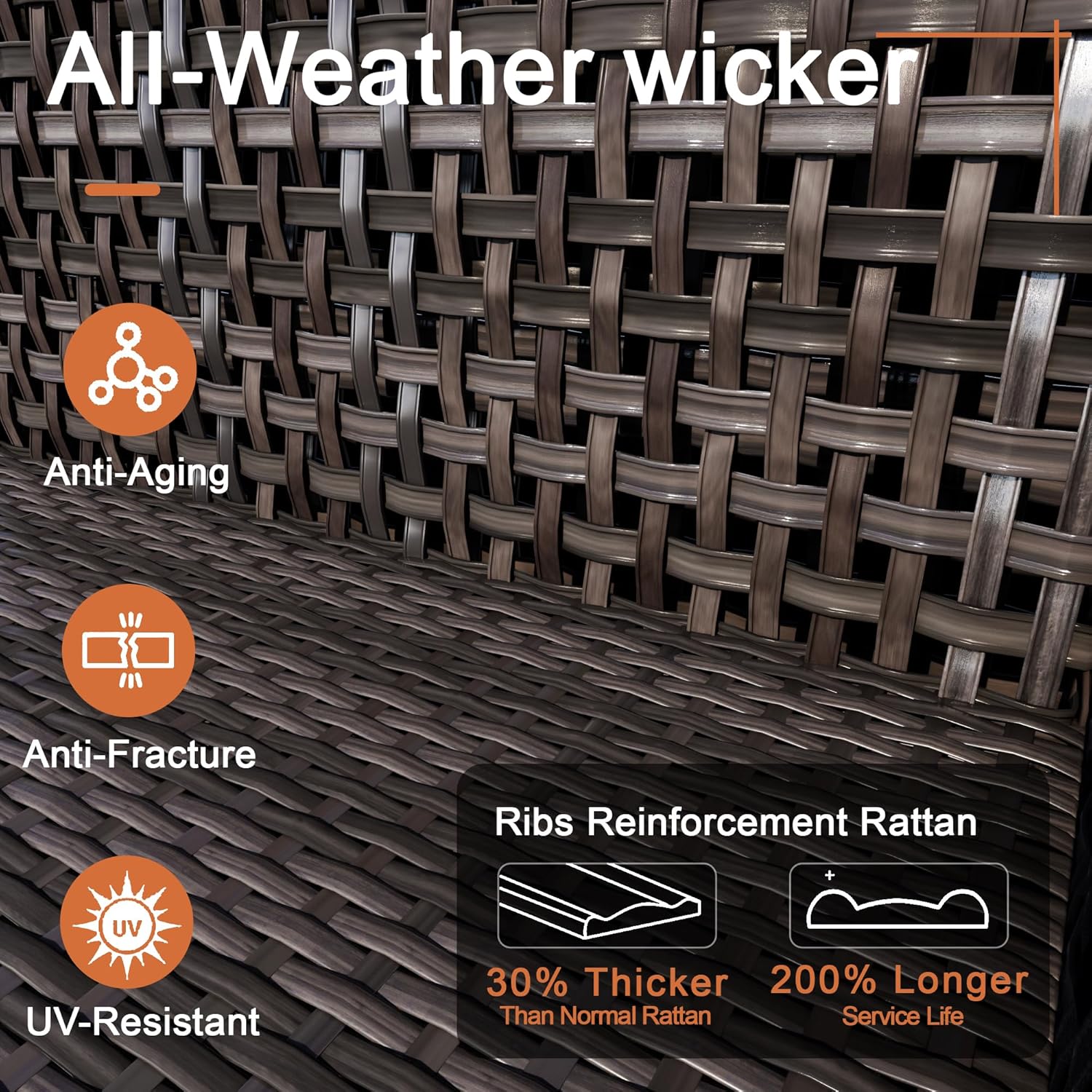 15 Pieces Outdoor Furniture Set, Modern Patio Conversation Sets with Fire Pit Table and Armchairs, Wicker Rattan Sofa Couches Chairs Ottomans for Porch, Deck, Balcony, Backyard, Yard (Beige Cushions)
