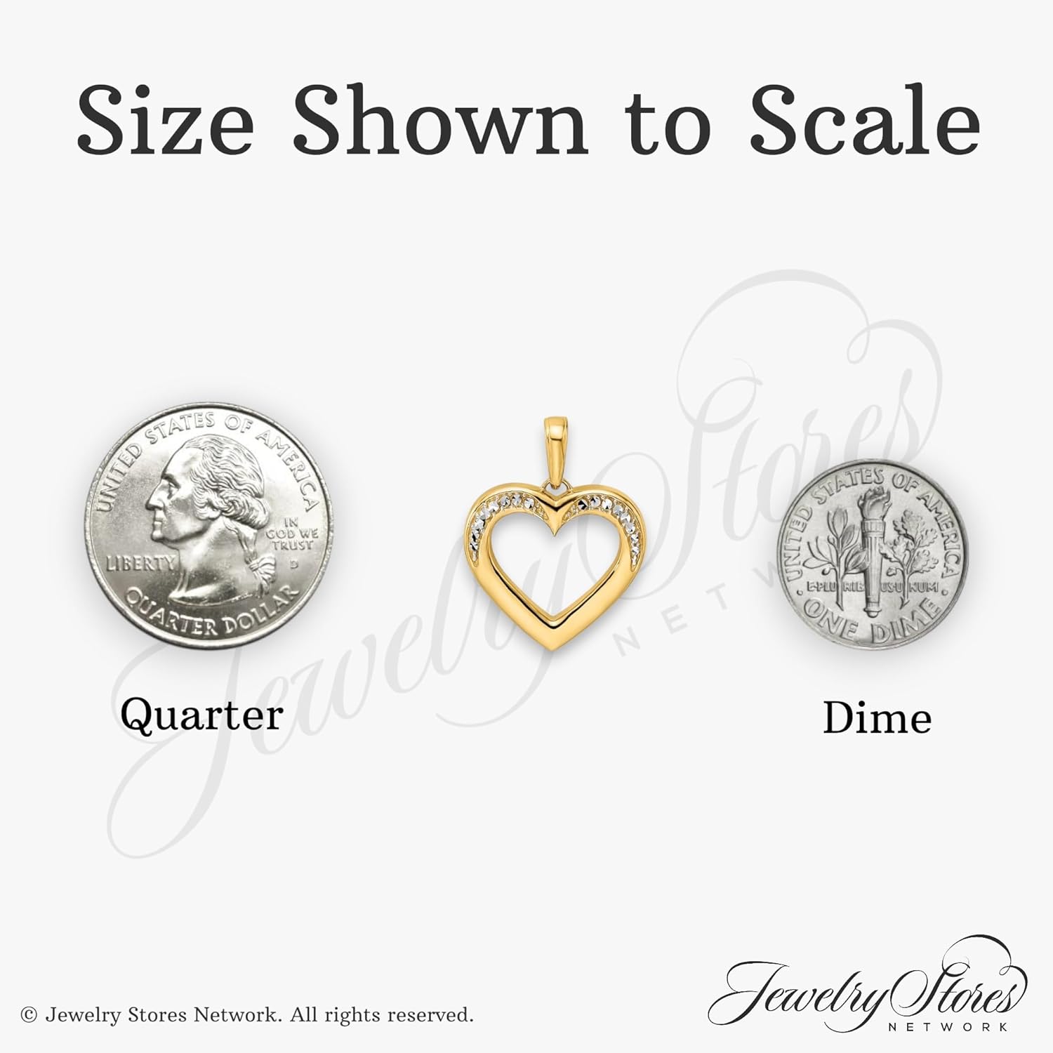 14k Yellow and Rhodium Open Heart Pendant for Women with Polished Finish, Diamond Cut Rhodium Accents, Elegant Gold Heart Charm Necklace for Daily Wear, Symbolic Romantic Jewelry Accessory