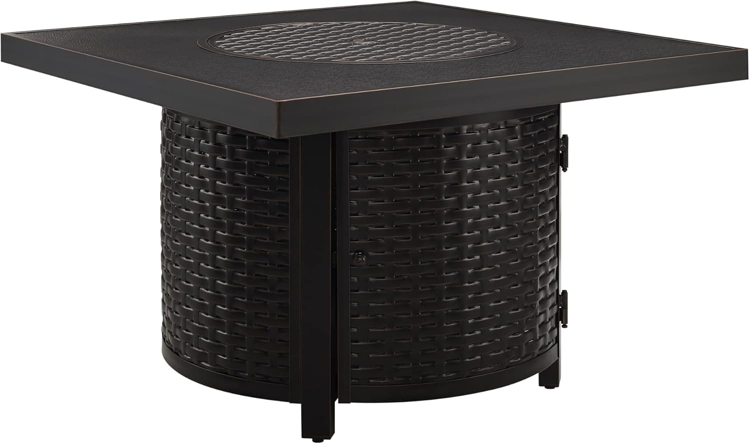 Square LPG/NG Gas Fire Pit Table 55K BTU w/Burner Lid, Cover, Fire Glass #65156