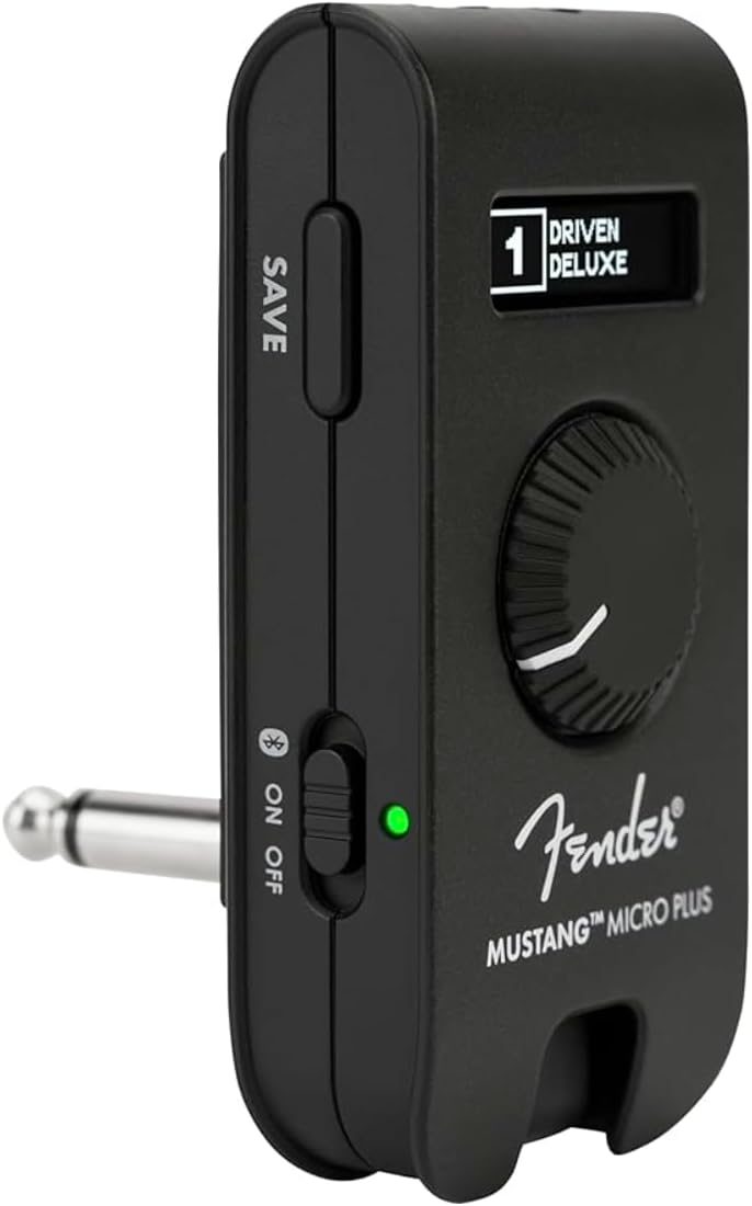 Fender Mustang Micro Plus Headphone Amplifier, Bluetooth Audio Streaming and 50 Amp and Effects Models, with 2-Year Warranty