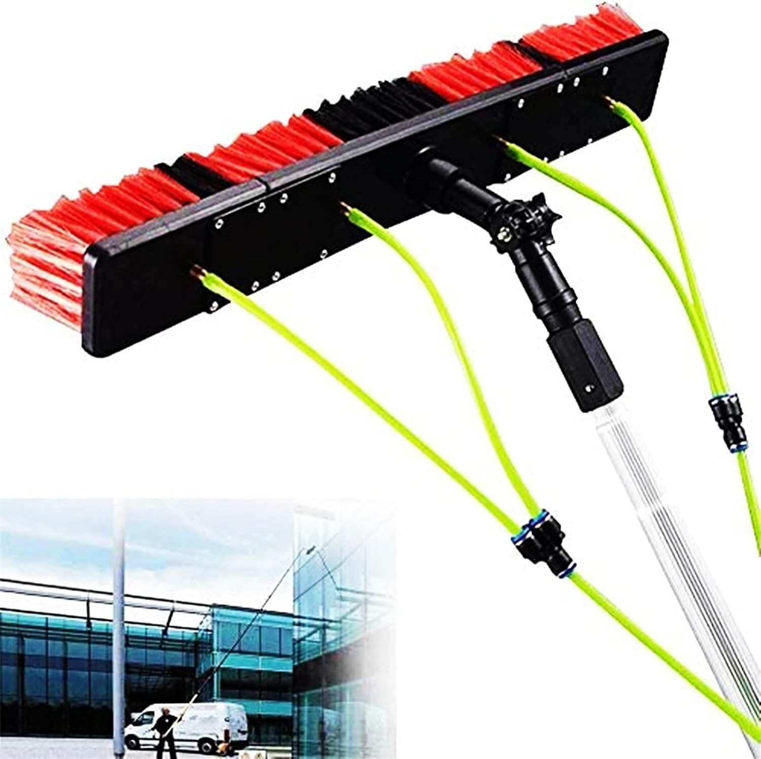 Extendable Window Cleaning Pole, Water Fed Telescopic Brush, Water Flow Cleaner, Swimming Pool Brush for Outdoor/Indoor (Size : 10m)