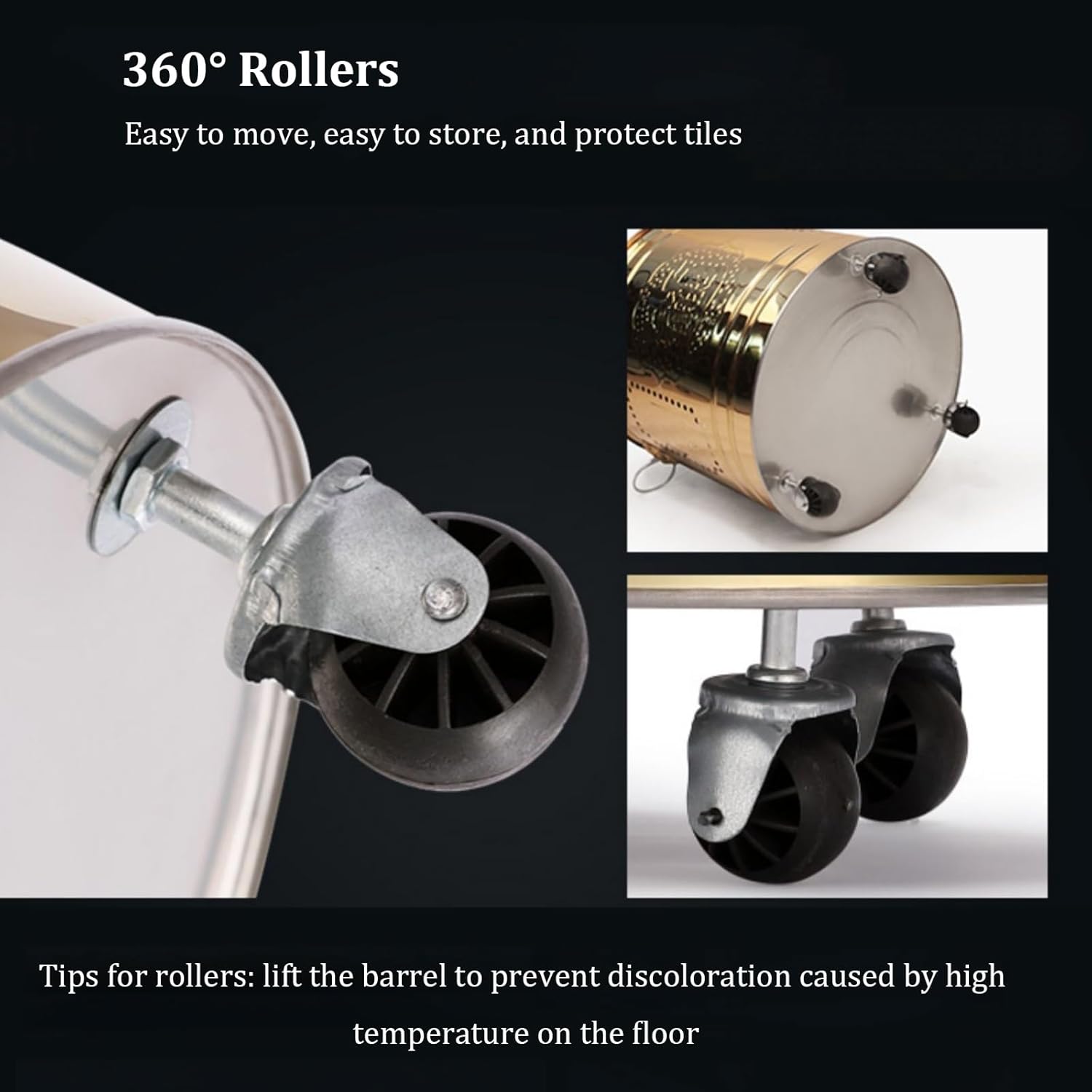 Garden Incinerator with Wheels, Stainless Steel Burn Barrel for Outside, Fire Pit for Yard and Patio