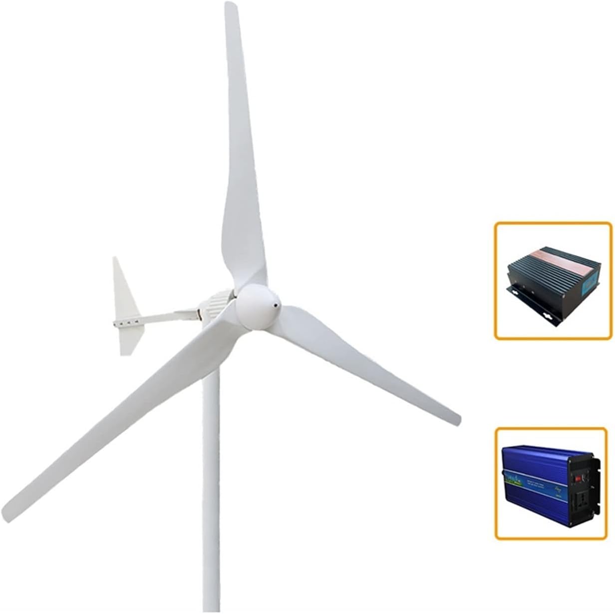 Wind Turbine 1000W 24V 48V Wind Turbine Generator, 3 Blades Lantern Wind Turbines Generato Motor Kit For Home Hybrids Streetlight Use Electromagnetic With Controller (Color : Wind Turbine Only, Size