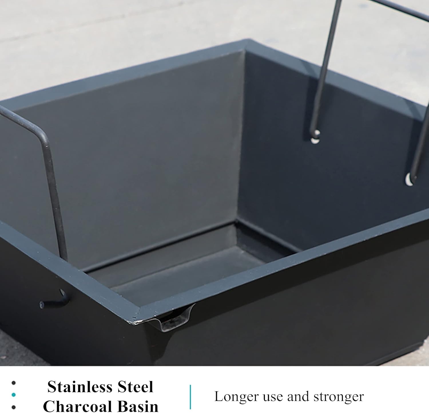 Outdoor Fire Pit Table, Square Fireplace Table w/Spark Screen, Fireplace Poker, Grate, Firepits Table w/Tabletop Lid, for Outside Patio Garden Backyard