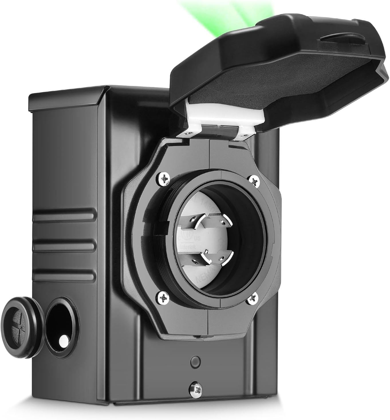 30 Amp Generator Power Inlet Box, NEMA L14-30P Power Inlet Box with 4 Power Inlet, 125/250 Volt, Up to 7500 Watts, Weatherproof Generator Inlet Box with Light Indicator,