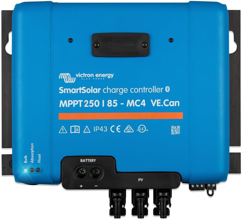 Victron Energy SmartSolar MPPT MC4 Compatible VE.Can Solar Charge Controller (Bluetooth) - Charge Controllers for Solar Panels - 250V, 85 amp, 12/24/36/48-Volt