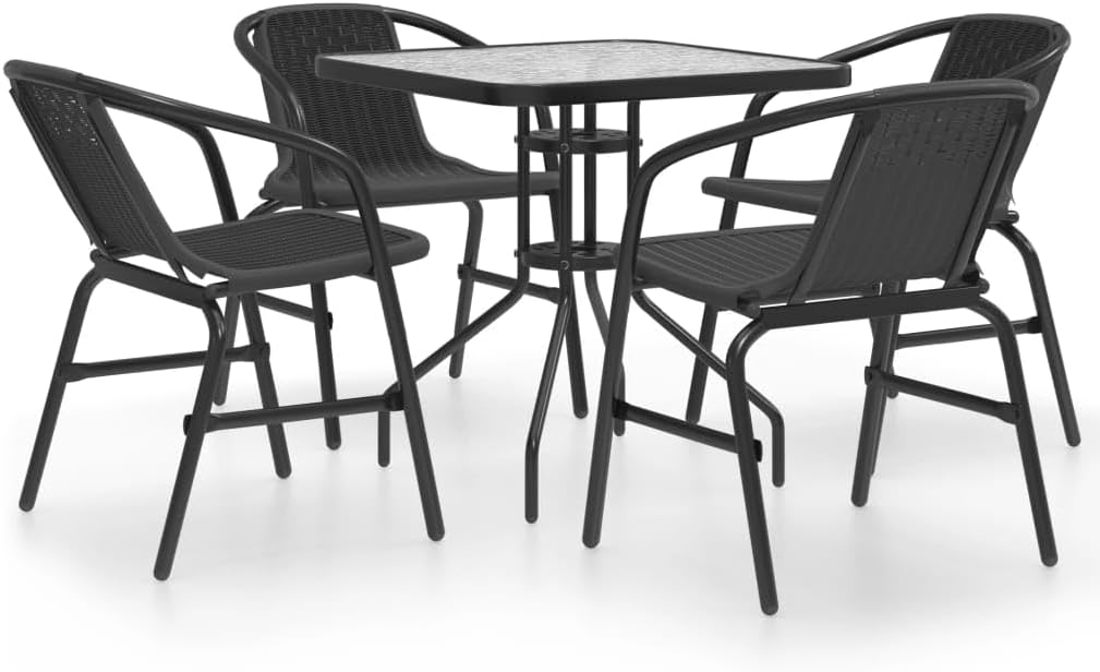 5 Piece Patio Dining Set Black Garden Furniture
