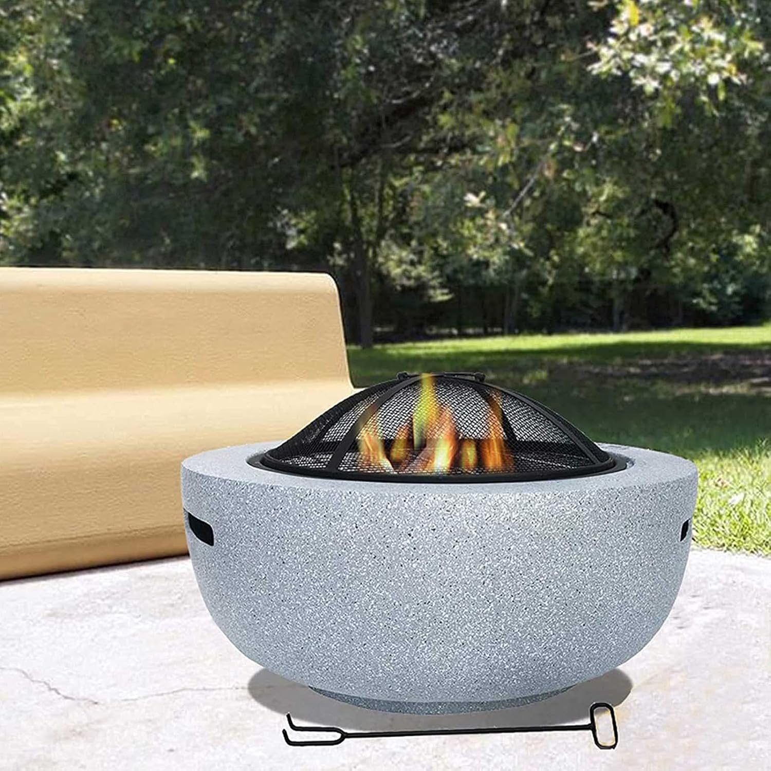 Fire Pit Outdoor Charcoal Round Fire Pit - Outdoor Garden Heaters Fireplace - Wood Burning - Barbecue Firepits for Outside Camping/Heating/Bonfire and Picnic
