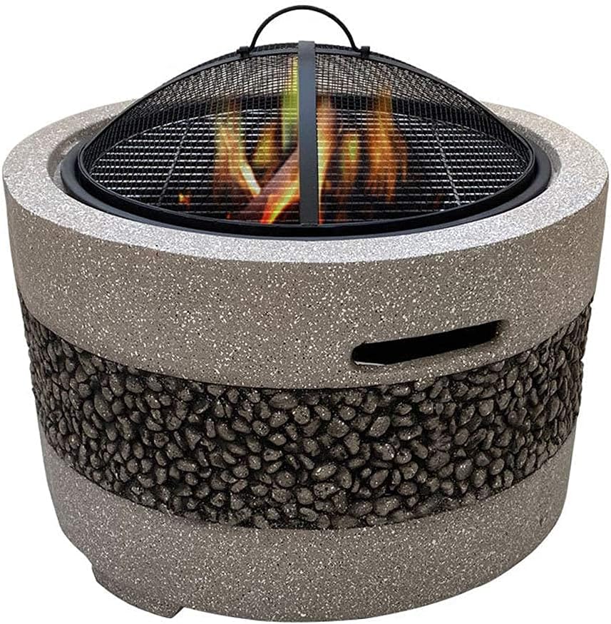 Small firepit, Fire Pit with BBQ Grill Shelf, Firepit Garden Patio Heater/BBQ/Ice Pit Fashionable and Artistic Magnesium