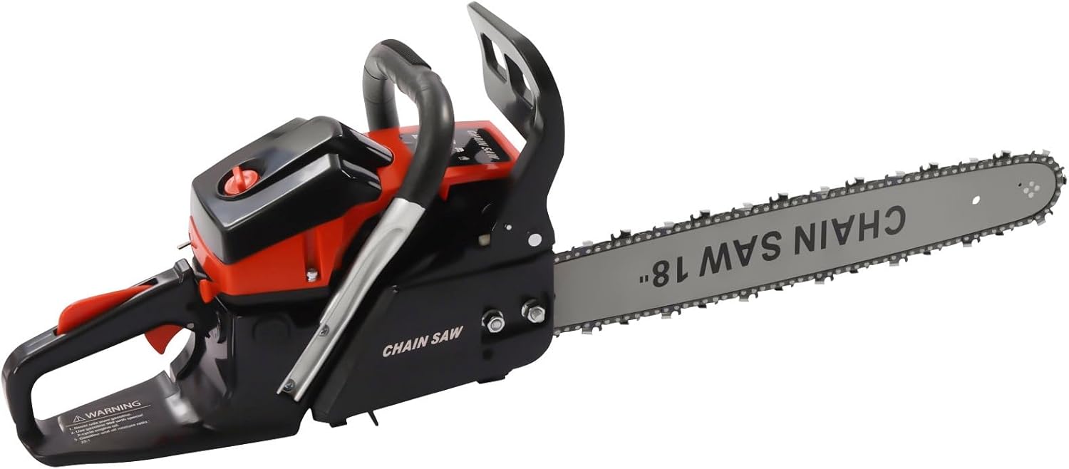 Gas Chainsaw 18 Inch Chain Saw, 58cc Handheld Gas Power Chainsaw, 2-Cycle Gasoline Cordless Chain Saws Petrol Guide Board Chain Saws for Farm, Ranch and Garden Tools 2.2KW