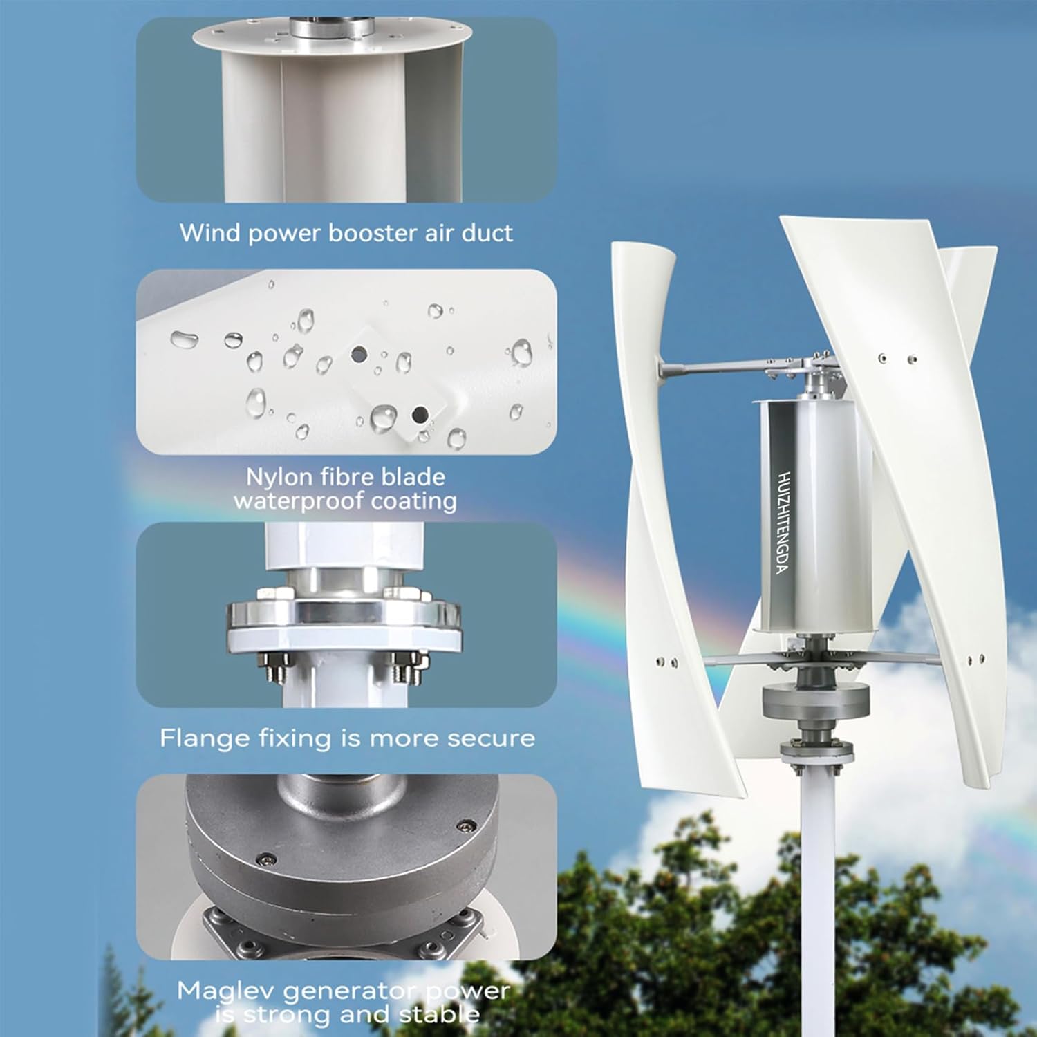  12V 24V 48V 4000W-6000W Vertical Axis Wind Power Turbine Generator, Low RPM Wind Turbines Generator Vertical Windmill with MPPT Controller for Home Farm