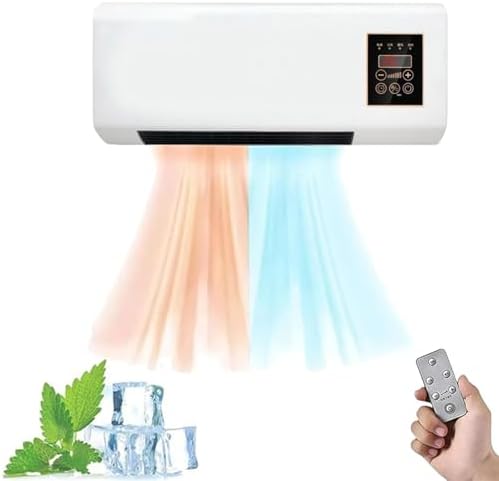 Glenmi Mini Wall Mounted Air Condition,2000W Portable Air Conditioning Split Max, Fast Natural Wind/Heating Multifuntional Wall Air Conditioner Fan(A)