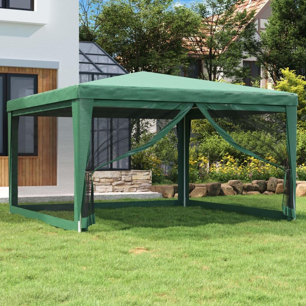 Party Tent with 4 Mesh Sidewalls Green 13.1'x13.1' HDPE,HighQuality Sunshade Party Tent for Outdoor Events Outdoor Structures, Outdoor Canopies, Gazebos