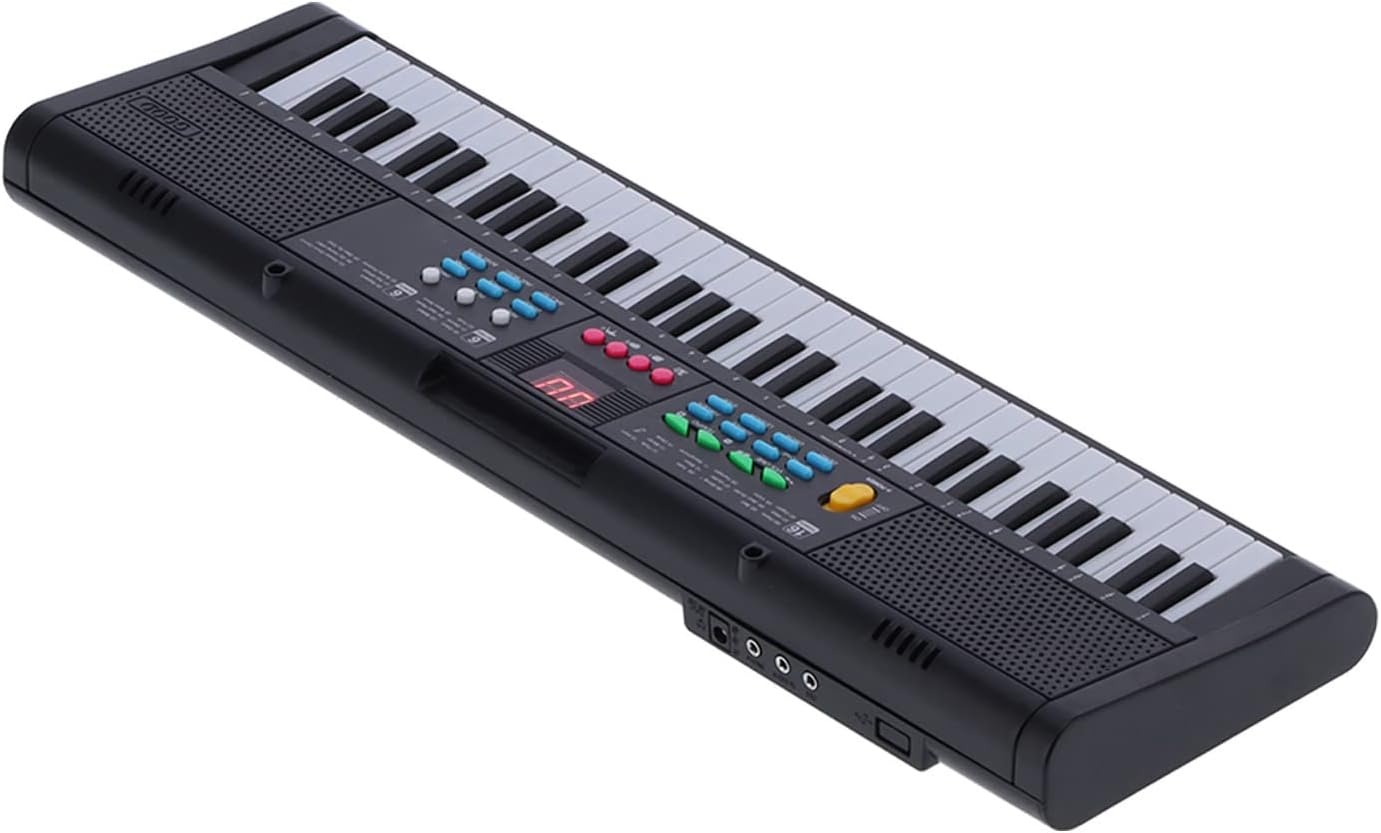 Keyboard Piano Instrument 61 Keys Electric Digital Multifunctional with Microphone MQ6186 Black