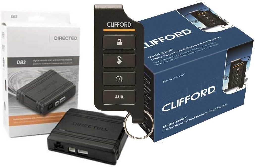 Directed Electronics Clifford 5606X 1 Way Vehicle Security and Remote Start System, Bundled with DB3 Bypass Module, 2-Pack, Compatible with Cars, Trucks, Hybrid Vehicles, Remote Control