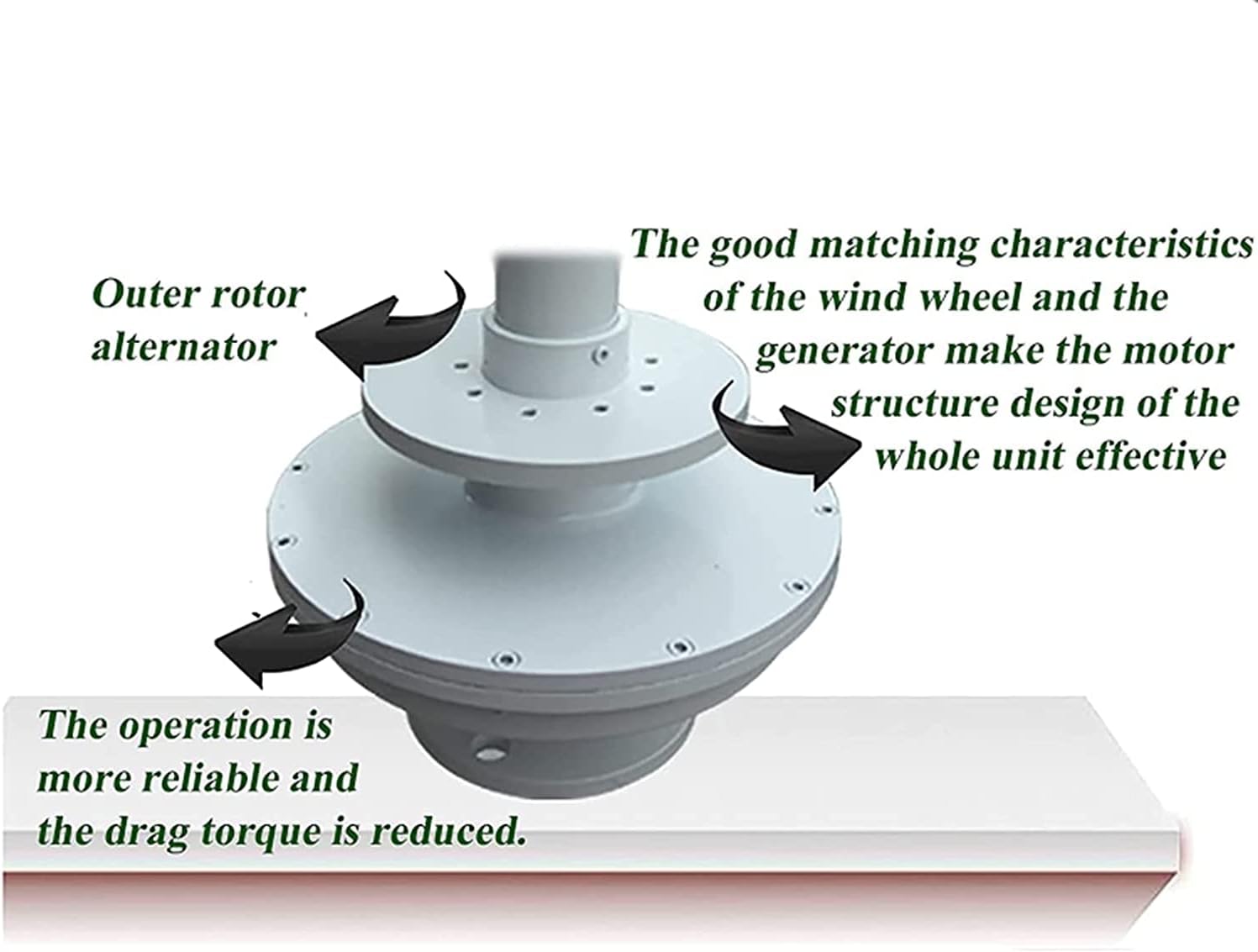8000 W Lantern Wind Turbines Generator Kit, 12 V / 24 V 5 Blades Vertical Axles Wind Turbines for Home Hybrid Streetlight Use Electromagnetic