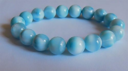 1 strands natural blue larimar stretch finish bracelet round beads 10mm 02446
