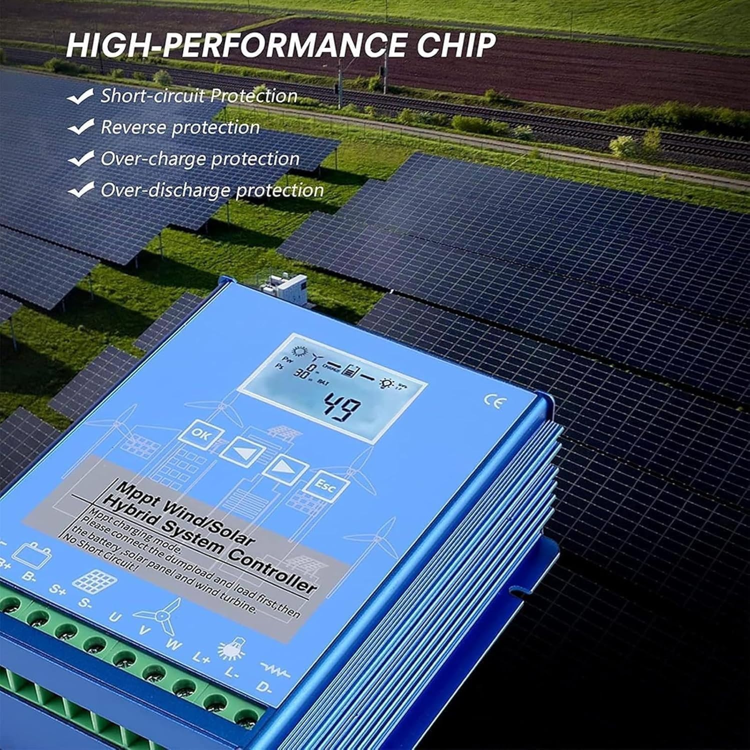 48v,KZZAAO 12000W Wind Solar Hybrid System Controller, Wind Solar Hybrid Mppt Charge Controller with Dump Load, Wind Turbine Generator