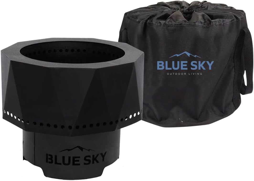 Blue Sky Outdoor Living Ridge Portable Fire Pit, Portable Smokeless Fire Pit with Carrying Bag, Black
