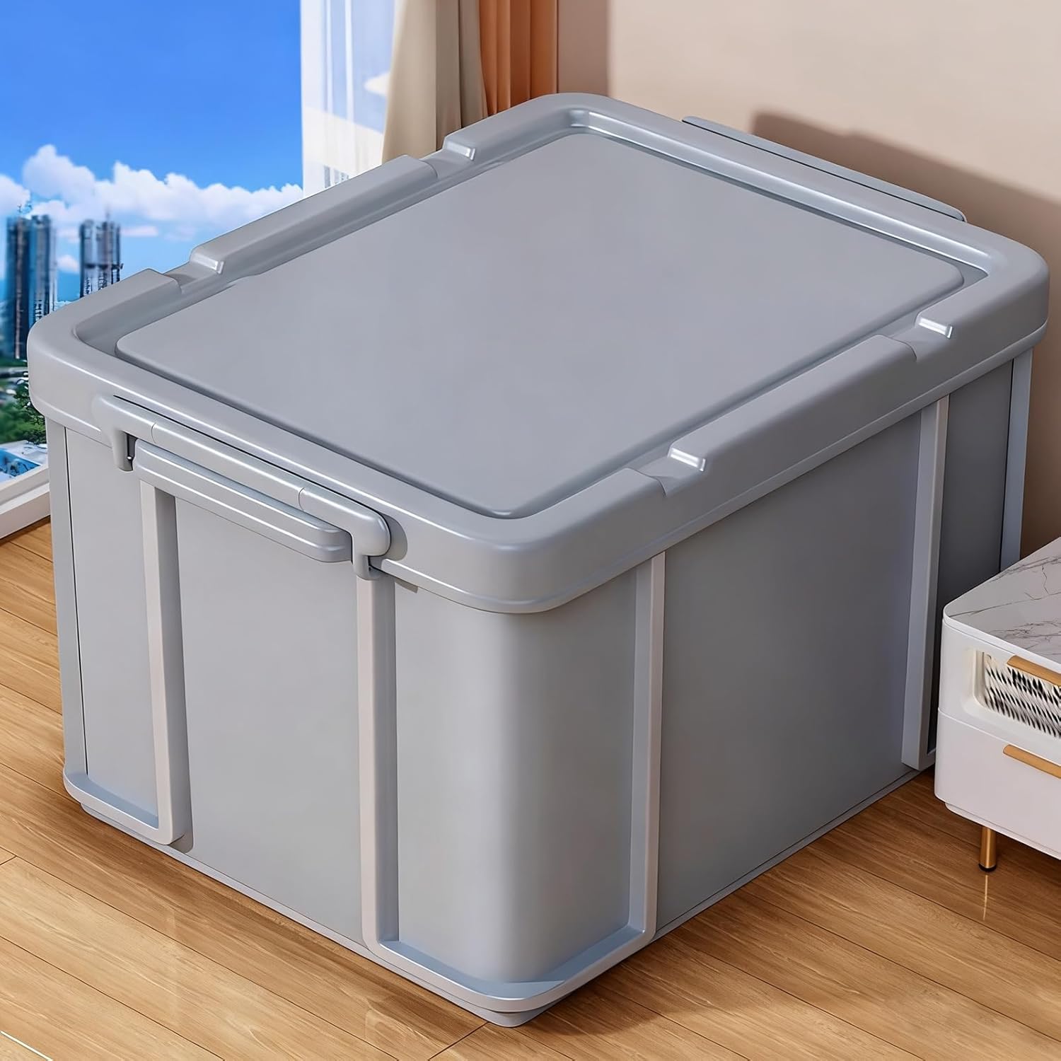 Multi Colored Thickened Plastic Storage Boxes With Wheels Stackable Suitable for Homes Garages and Cars Deal for Storing Clothing Tools and Camping Gear(Red,61cm/24in)