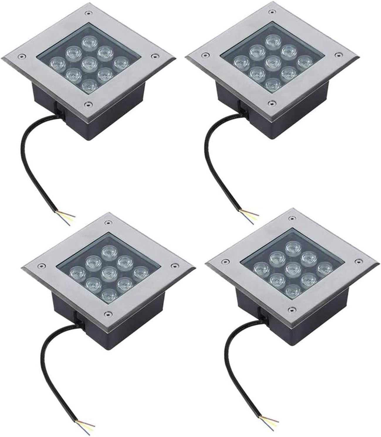 4PCS Outdoor Buried Lights 85-265V Ground LED Landscape Lamp, Square Underground Light LED, Walkover Lights IP67 Waterproof Recessed Light/Decorative Path Lights(RGB)