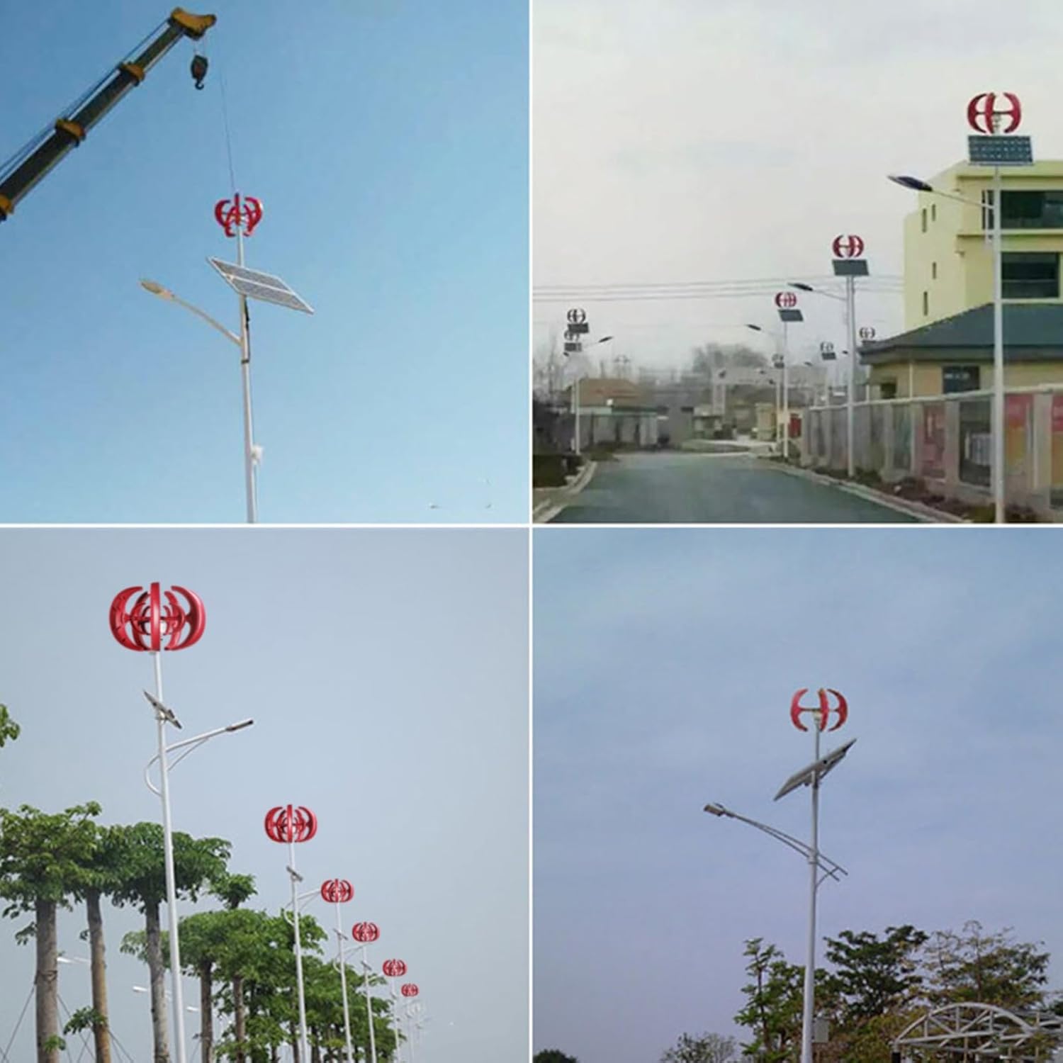 300-600W Wind Generator - 5 Blade 12V Vertical Axis Wind Power Generator for Home Street Lighting, EMG Equipment Red