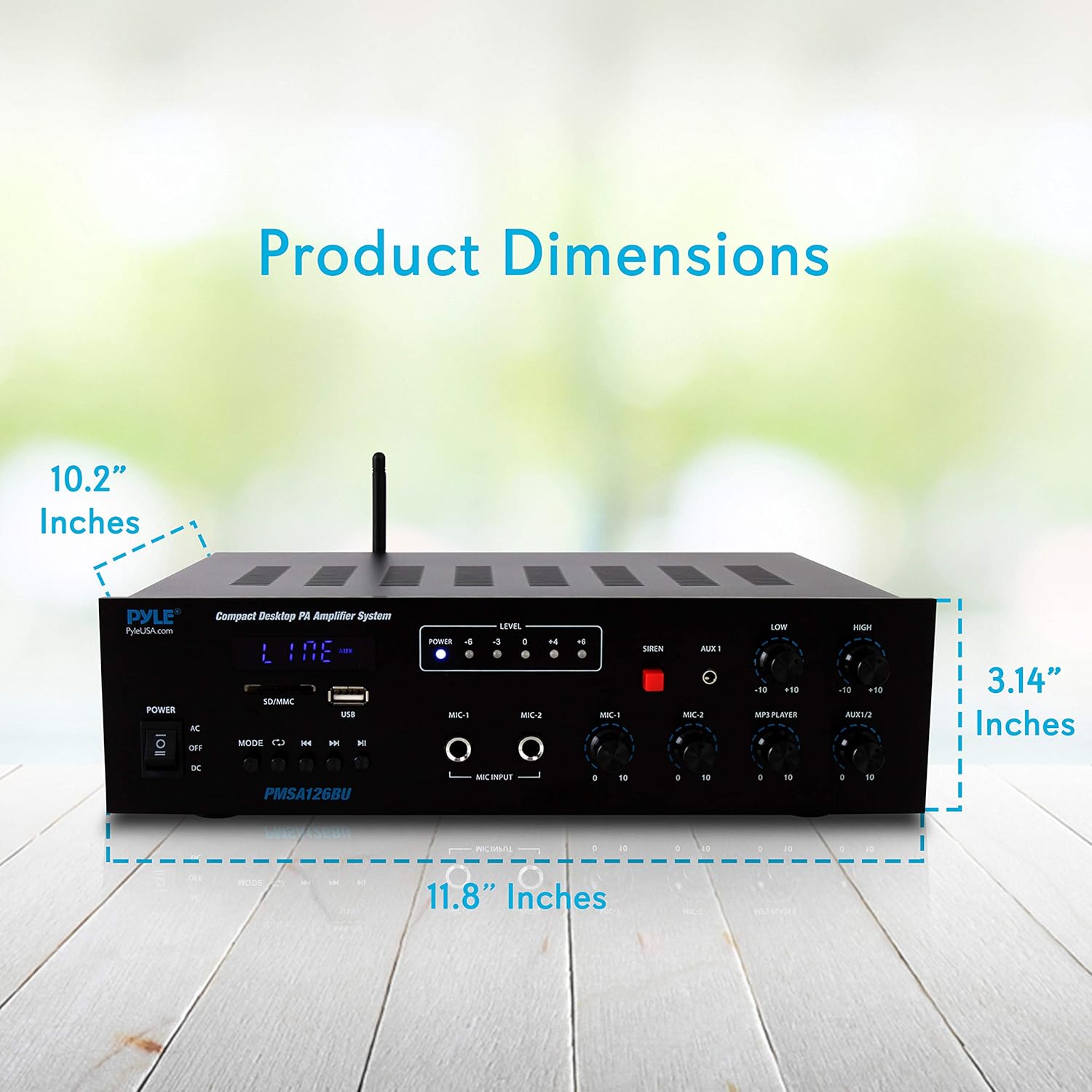 Pyle Wireless Bluetooth 500W Public Address Amplifier System with 8